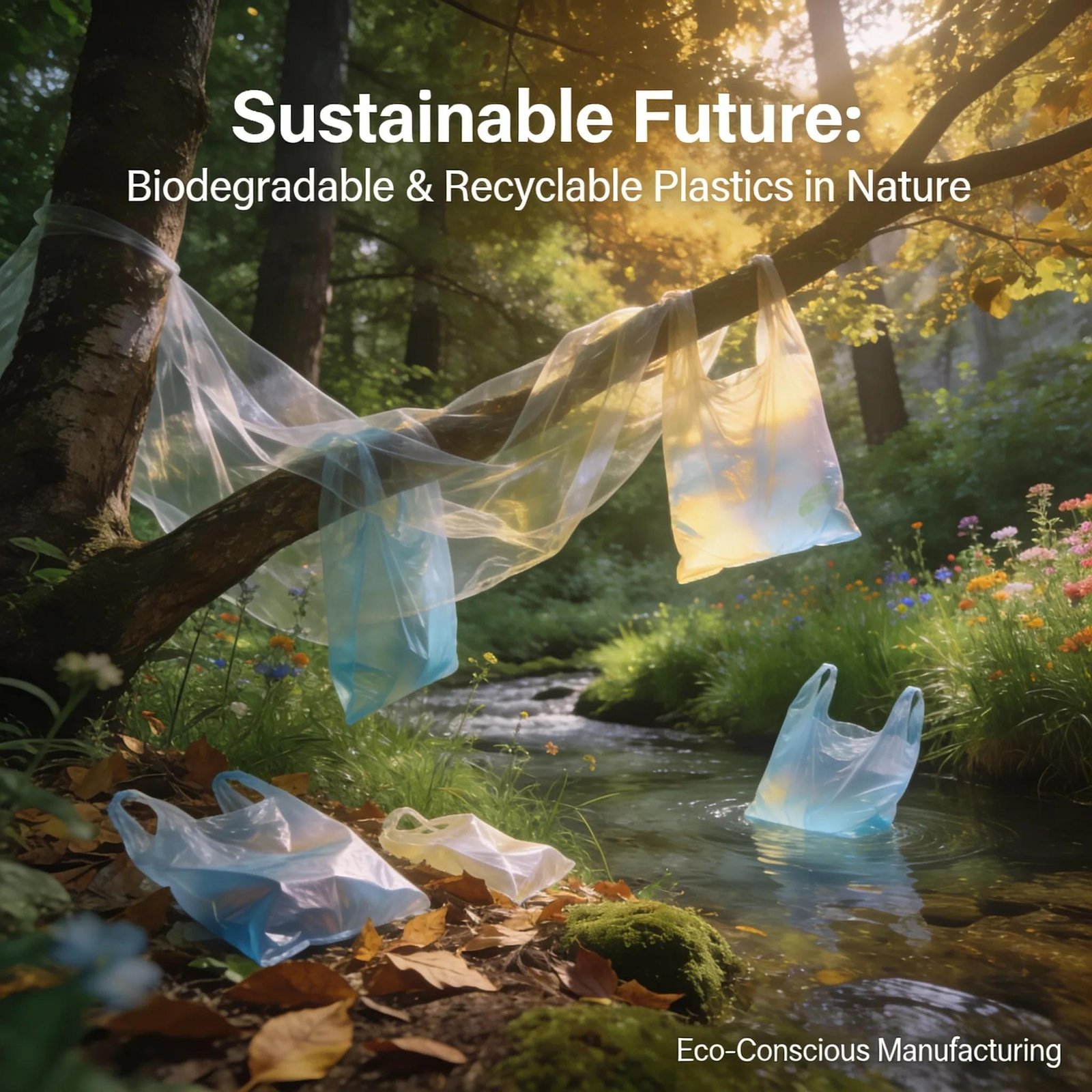 Eco-friendly biodegradable and recyclable plastic bags highlighting sustainability in Buenos Aires manufacturing